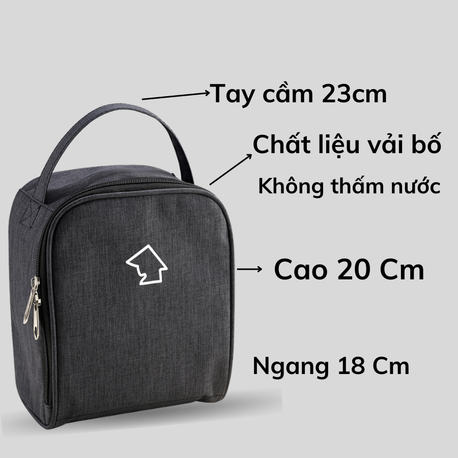 Túi đựng hộp cơm hình vuông logo COBA'COOK- 3 hộp dung tích 370 ml. Giấy bạc giữ nhiệt và 2 khóa kéo tiện dụng-CBS