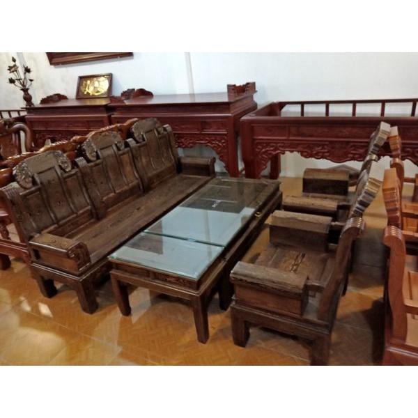 Bộ bàn ghế Âu Á hộp Voi gỗ mun