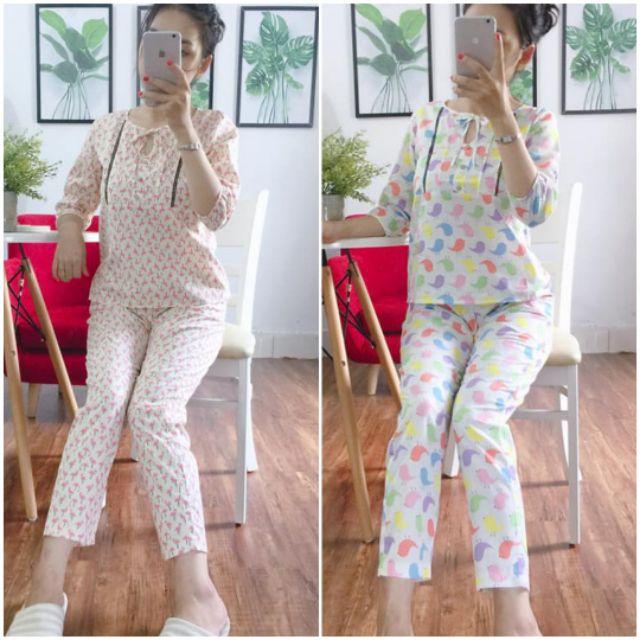 Đồ bộ mặc nhà cổ điệu 2 màu siêu xinh ảnh thật