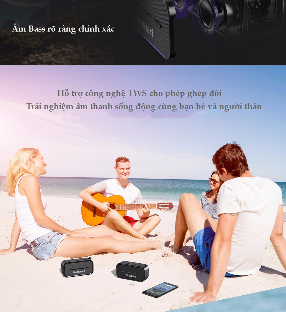 Loa Bluetooth 4.2 ngoài trời chống thấm nước 10W Tronsmart Element T2 - TM-231403 - Hàng Chính Hãng