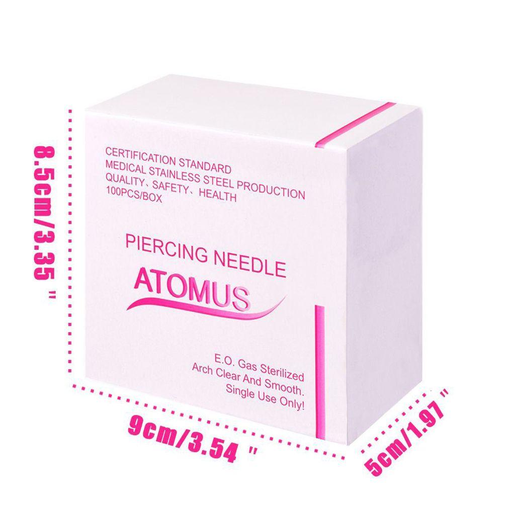 100Pcs Sterile Piercing Needles for Body Ear Navel Nipple - Gauge 12G/14G/16G/18G/20G/Mix Size