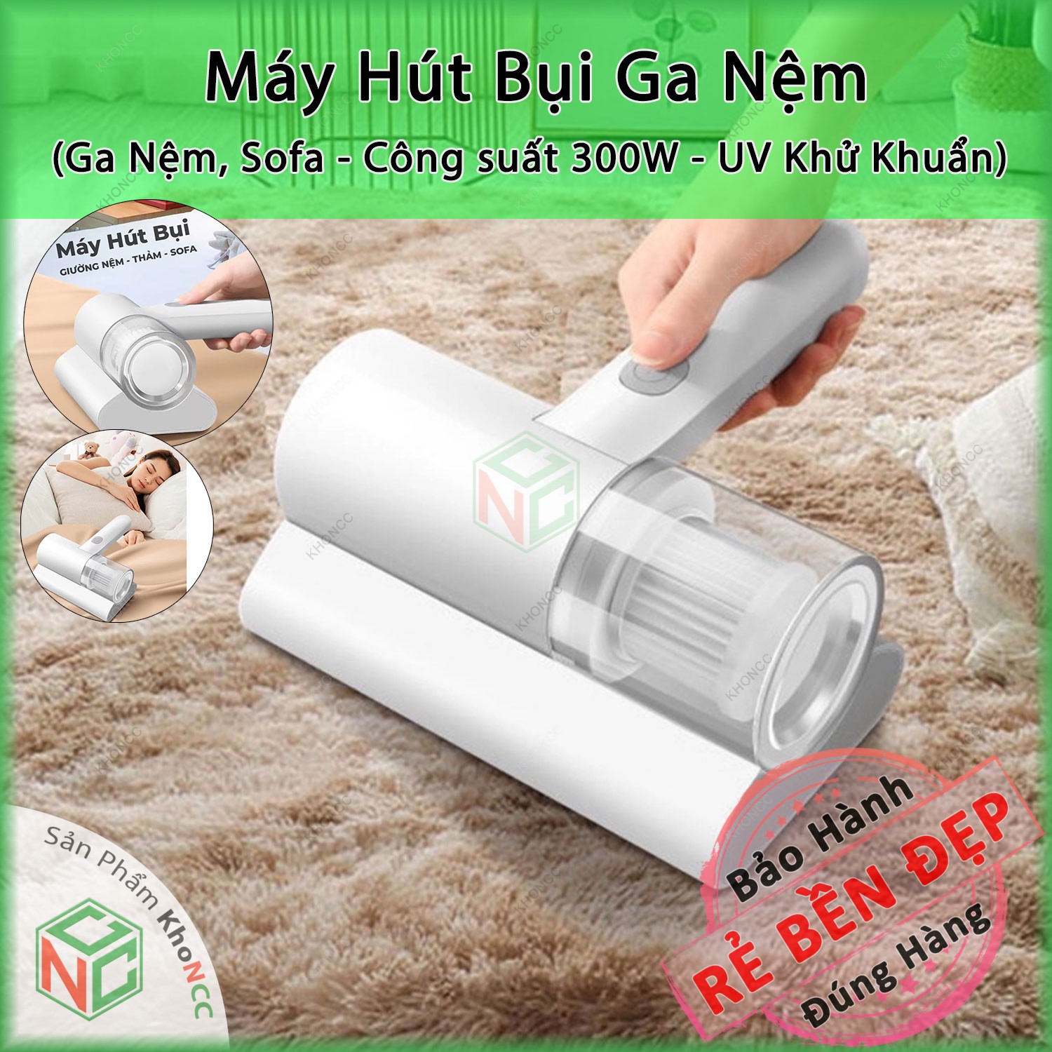 (Sạch Sẽ) Máy Hút Bụi Ga Giường - Ghế Sofa KhoNCC Hàng Chính Hãng - Không Dây Mini Có Tia UV Khử Khuẩn - KLM-MHBGN