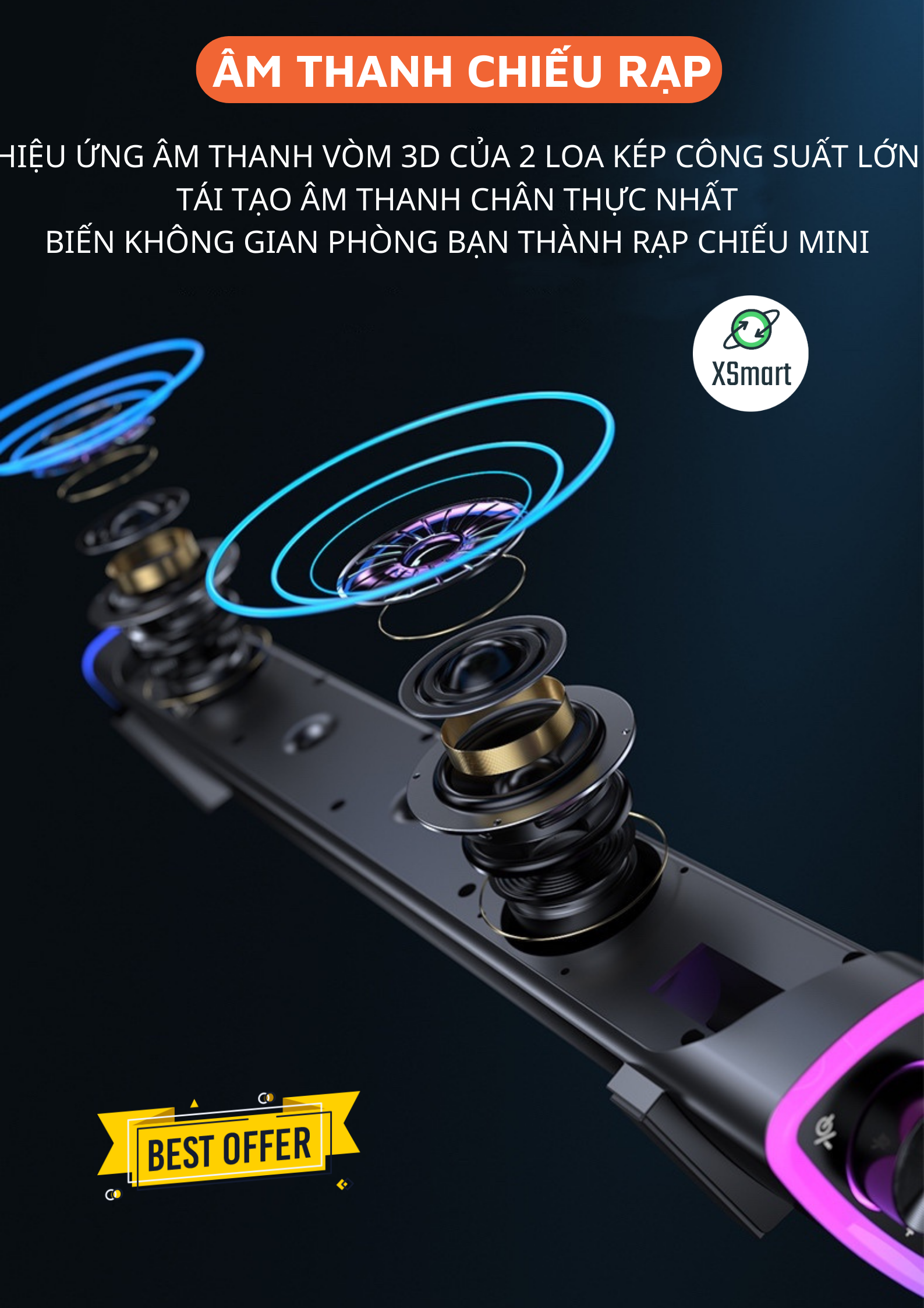 Loa Vi Tính Bluetooth Để Bàn Niye V8 LED Rgb Cực Đẹp, Âm Thanh Super Bass Ấn Tượng, Nghe Nhạc,Chơi Game, Xem Phim Siêu Đã, Thiết Kế Soundbar Hiện Đại-Hàng Chính Hãng