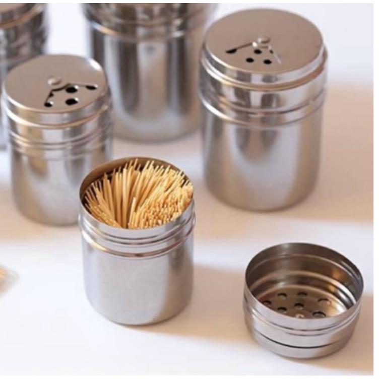 Hủ, Lọ Đựng Tăm, Tiêu INOX Nắp Xoay