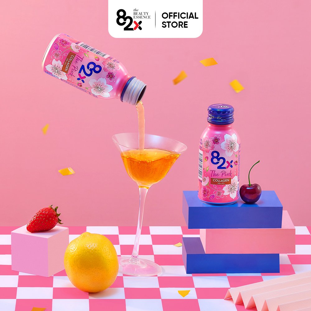 Nước Uống Đẹp Da - 82X The Pink Collagen 1000mg Collagen Peptide, 100ml/Chai Nước Uống Đẹp Da Tràn Năng Lượng Đến Từ Nhật Bản