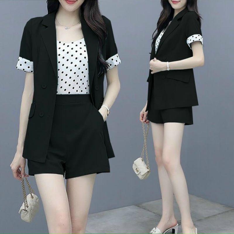 Set bộ vest short kèm áo chấm bi