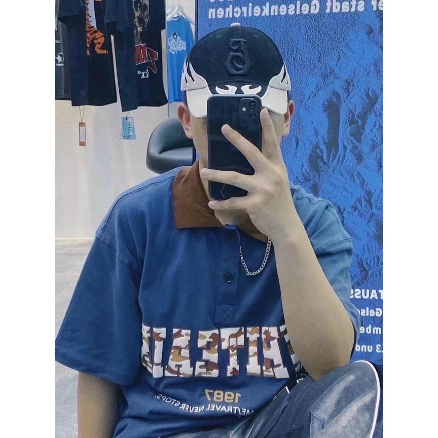 Áo Thun Polo Camo Unisex Nam Nữ Tay Lỡ Form Rộng