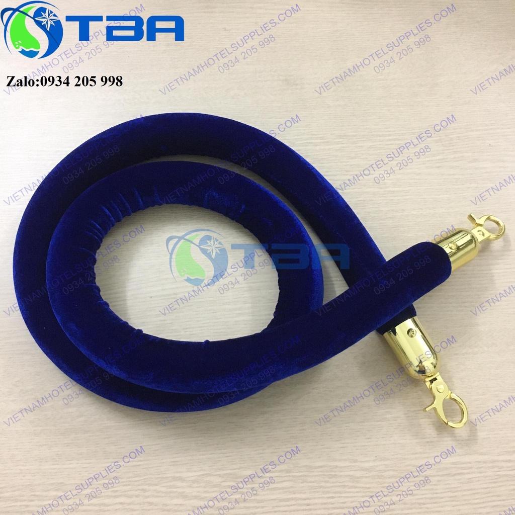 Dây nhung màu xanh thẫm móc khóa mạ vàng cao cấp thay thế cho trụ chắn inox