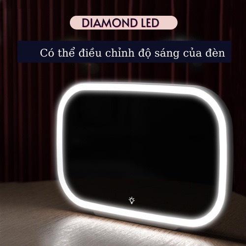 Gương Trang Điểm Trên Ô Tô Với Đèn LED 3 Chế Độ Ánh Sáng Gắn Chắn Nắng Xe Hơi