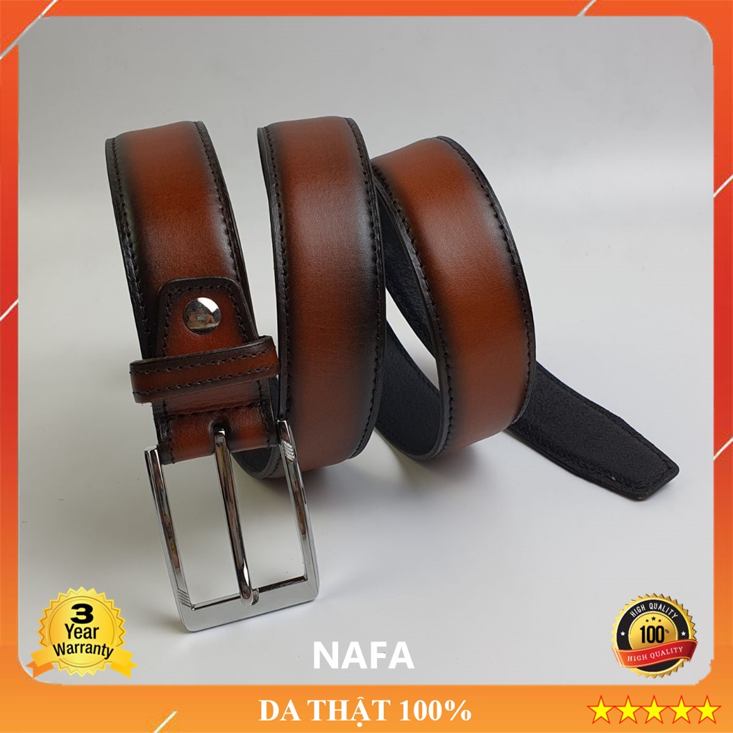 Thắt lưng nam, Dây nịt nam da bò cháy 3 lớp NAFA BL111 phong cách thời trang, khóa kim - BH 3 năm
