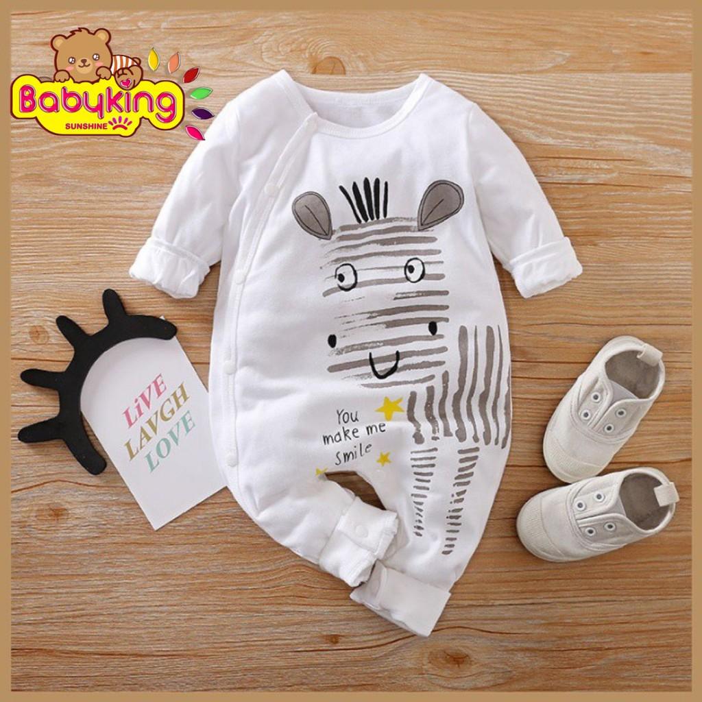 BodySuit,áo liền quần dễ thương dài tay kiểu ngựa vằn cho bé (3022), cotton 100%,thương hiệu Aiueo Nhật. Bản