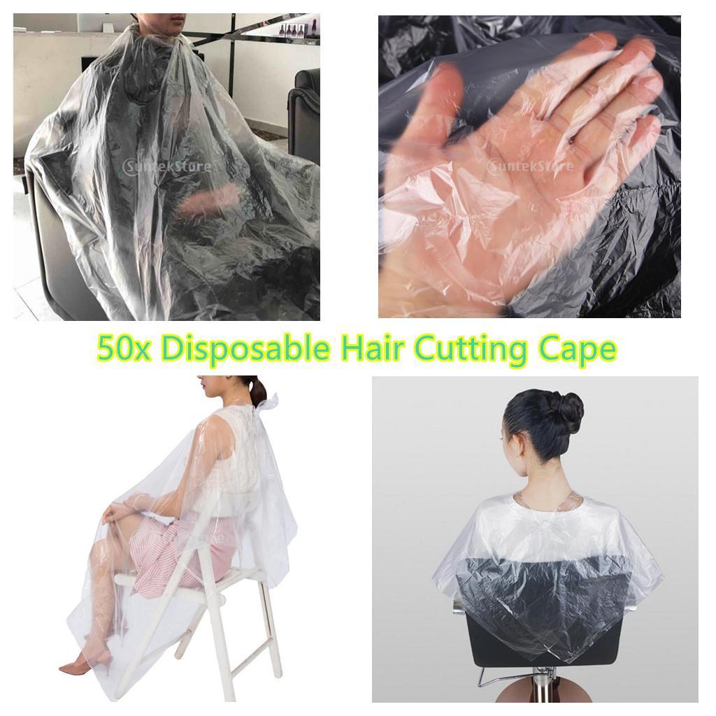 50Pcs Clear Hairdressing Capes Waterproof Shop Perm Hair Color Styling Gowns