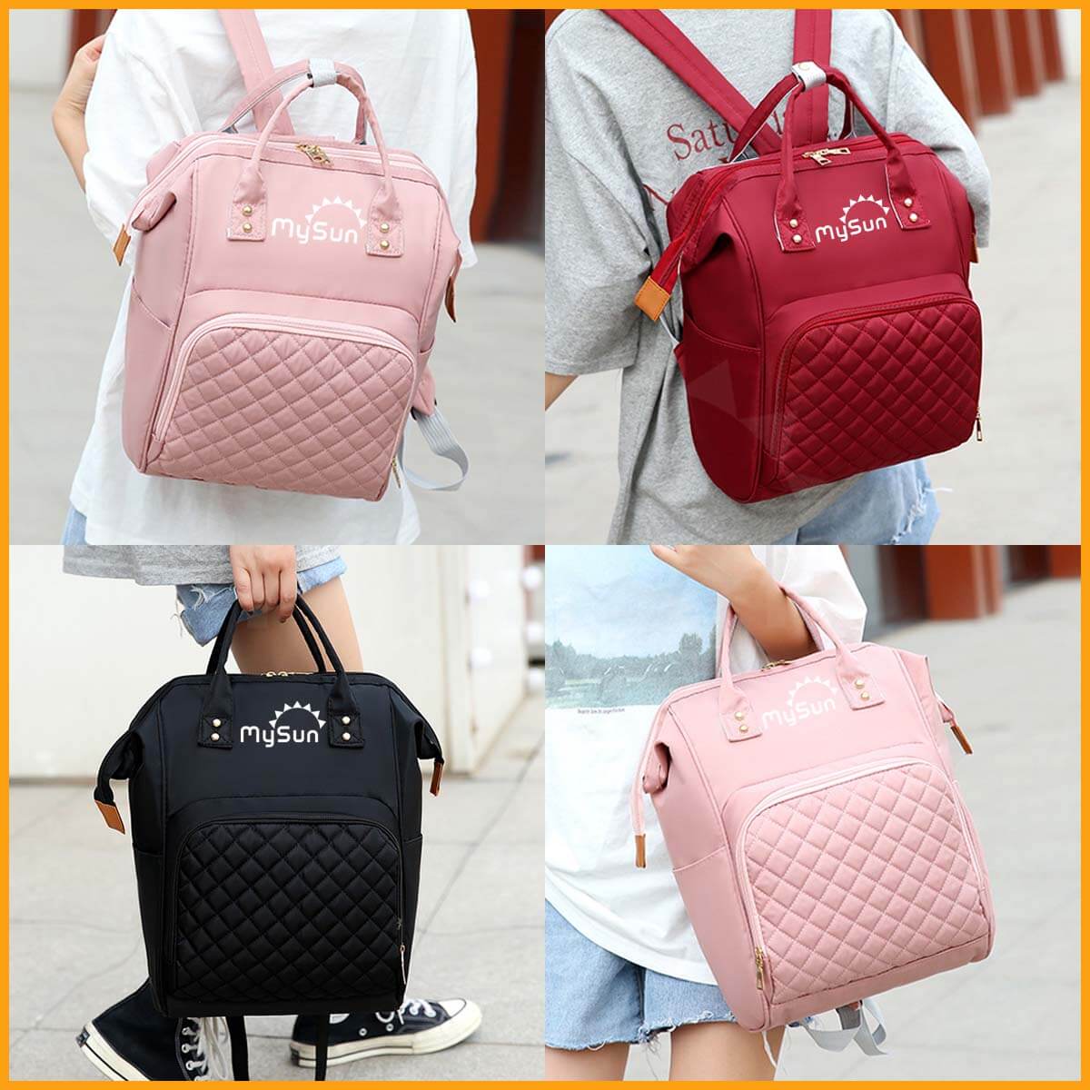 Balo bỉm sữa cho mẹ và bé giữ nhiệt cao cấp chính hãng MySun Caro