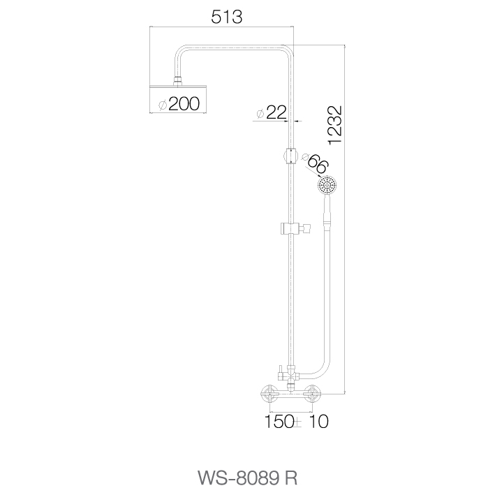 Bộ sen cây phun mưa nóng lạnh,bát sen tròn 8 WS-8089R - INOX SUS 304