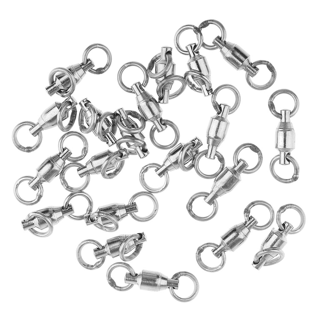 20 Pcs Alloy Heavy Duty Ball Bearing Swivel Solid Ring Fishing Swivels 1#