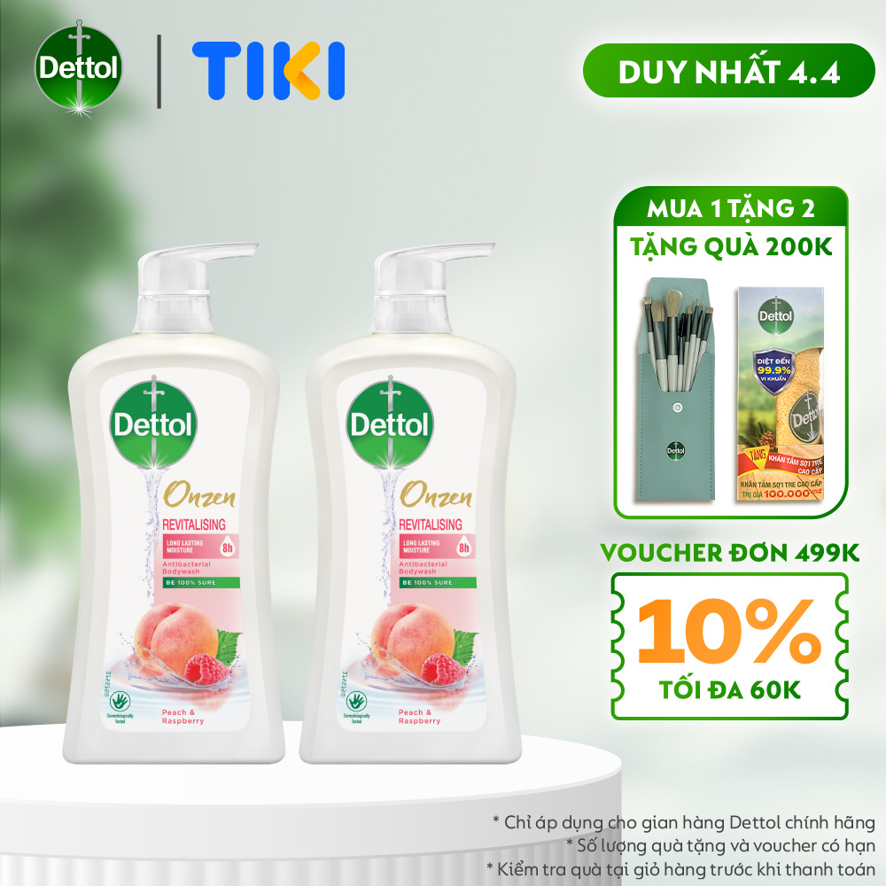 COMBO 2 CHAI SỮA TẮM  DETTOL ONZEN DƯỠNG DA ĐÀO &amp; PHÚC BỒN TỬ (950G/CHAI)