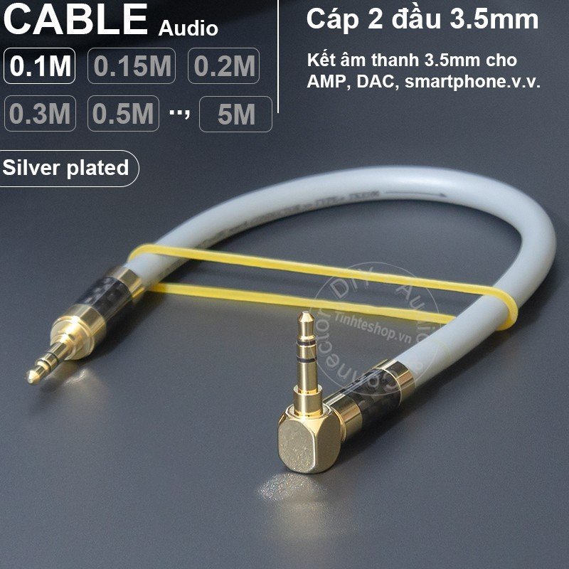 Cáp 3.5 2 đầu mạ bạc dùng cho DAC AMP - DIY 3.5mm AUX audio cable 5N copper core silver plated