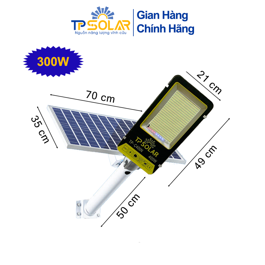 Đèn Bàn Chải Năng Lượng Mặt Trời TP Solar TP-C500N Công Suất 500W Chống Nước IP76, Công Suất Lớn