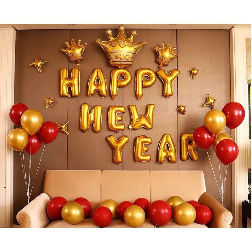 Set bóng Happy New Year trang trí chúc mừng năm mới