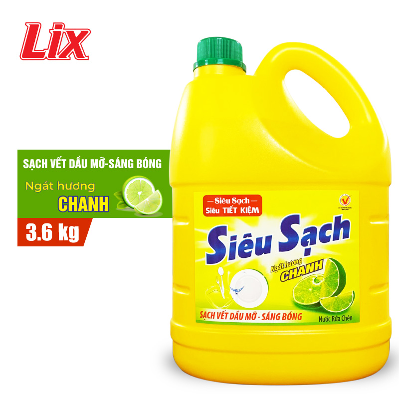 Nước rửa chén Lix siêu sạch hương chanh 3.6Kg NS360