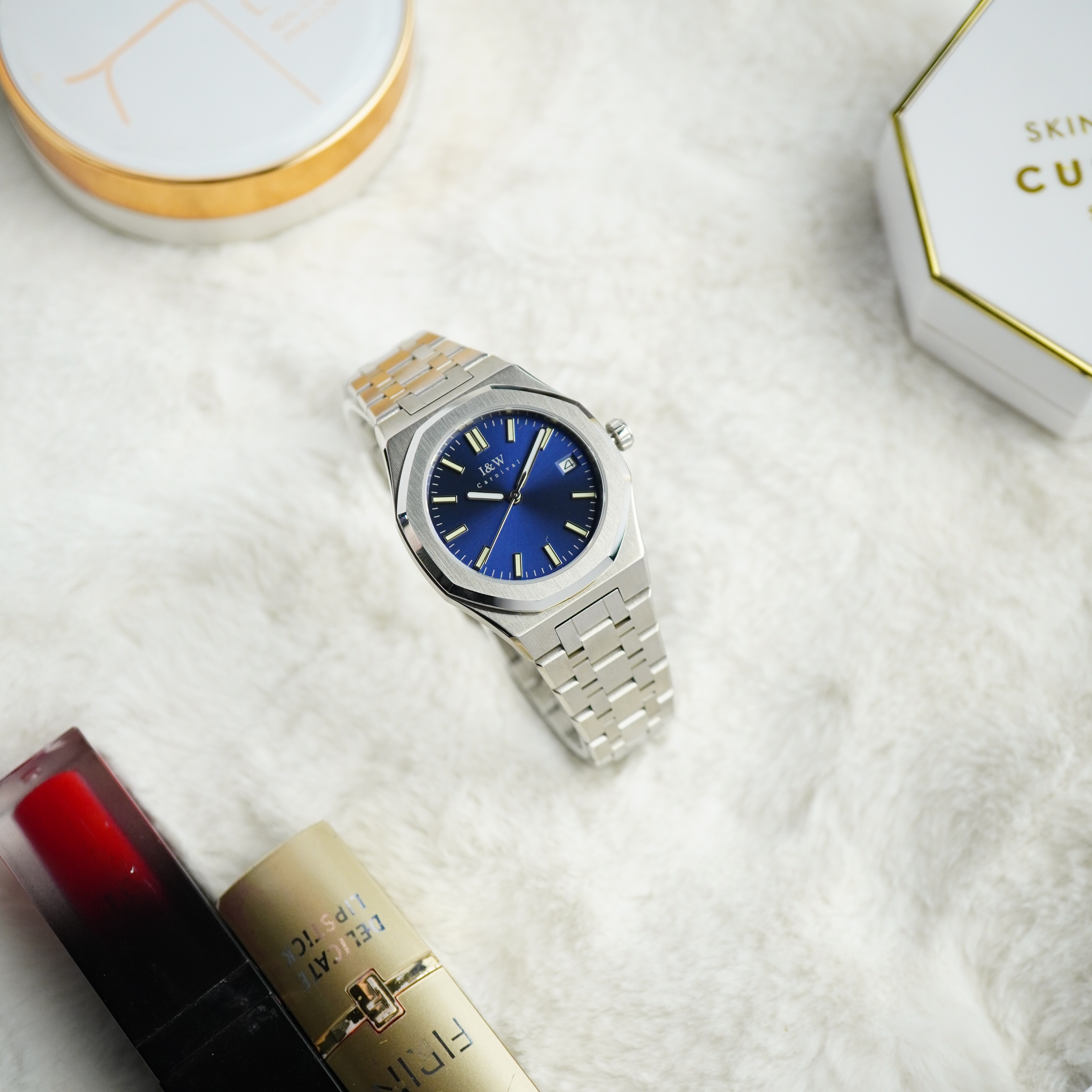 Đồng hồ nữ chính hãng I&amp;W Carnival 55793L-T2,Kính sapphire,chống xước ,Chống nước30m,bảo hành chính hãng ,Máy điện tử (pin),dây thép