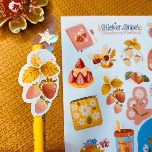 Sticker sheet strauberry madness - chuyên dán, trang trí sổ nhật kí, sổ tay | Bullet journal sticker - unim059