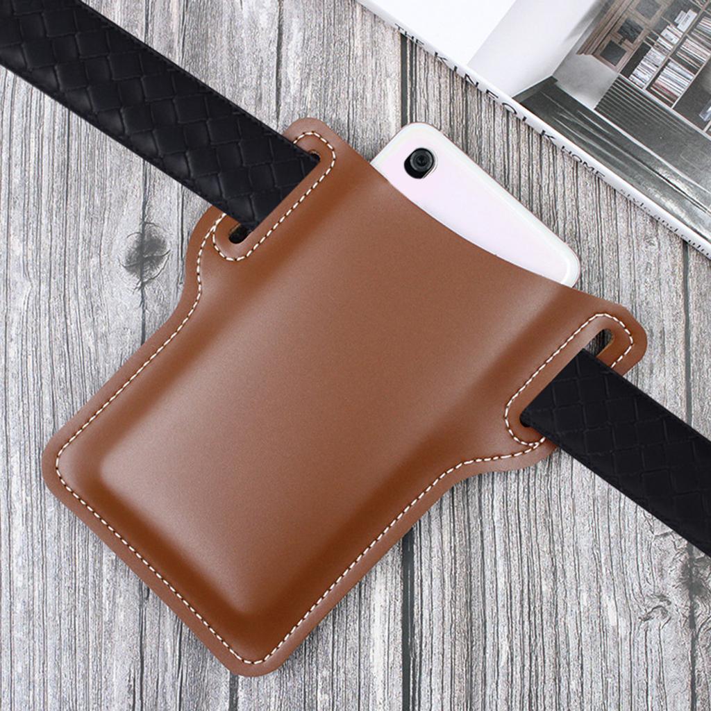 Men Waist Phone Bag PU Loop Holster Pouchs Belt Multipurpose Carrying Case