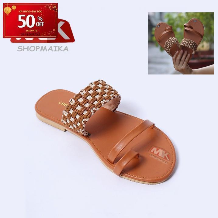 Dép Quai Ngang Xỏ Ngón Thời Trang S122 Nâu
