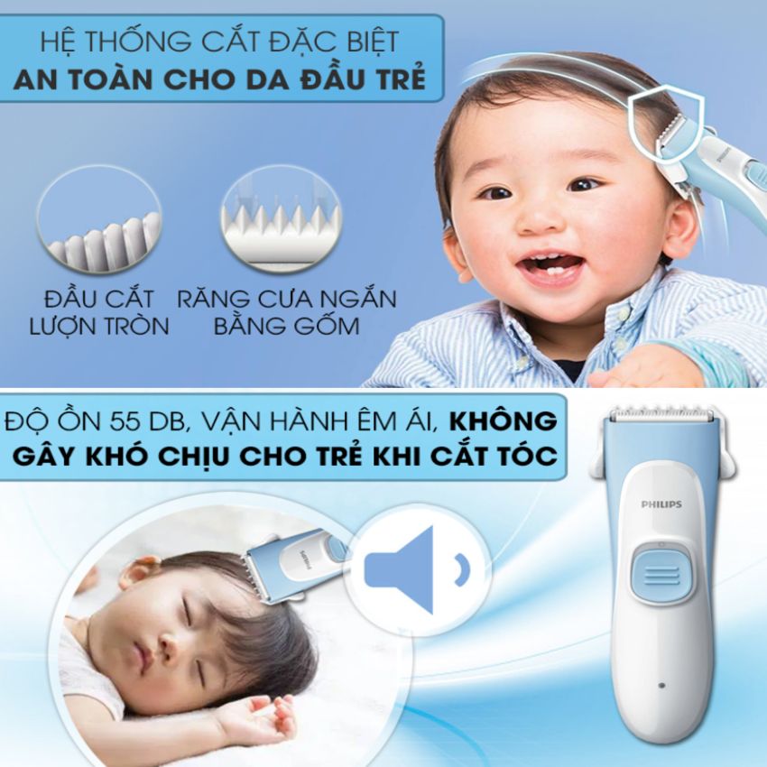 Tông đơ cắt tóc trẻ em thương hiệu Philips HC1055/15 cao cấp - Hàng nhập khẩu
