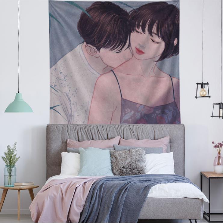 Thảm treo tường trang trí, Decor phòng in hình cặp đôi