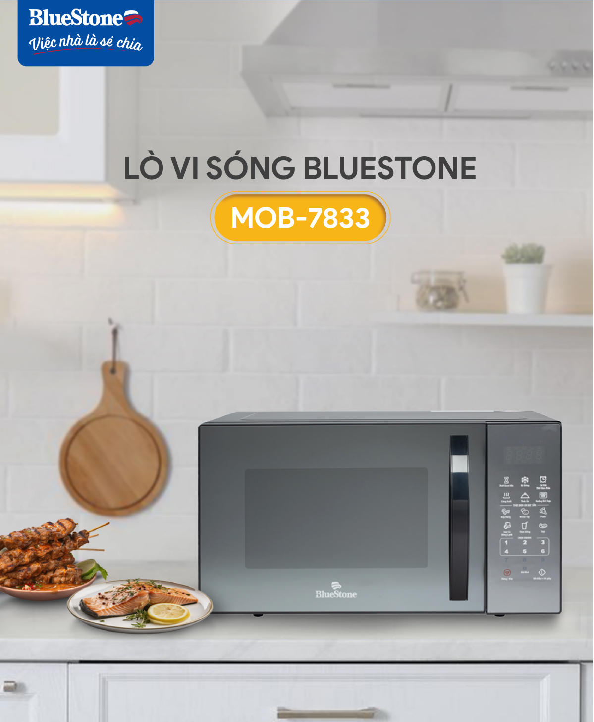 Lò Vi Sóng Có Nướng BlueStone MOB-7833 ( 25 Lít) - Hàng chính hãng