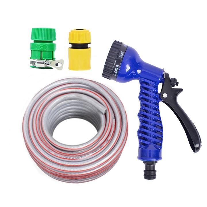 Tưới cây rửa xe Bộ dây và vòi xịt tăng áp lực nước 300% loại 30m cút nhựa,nối nhựa 206843