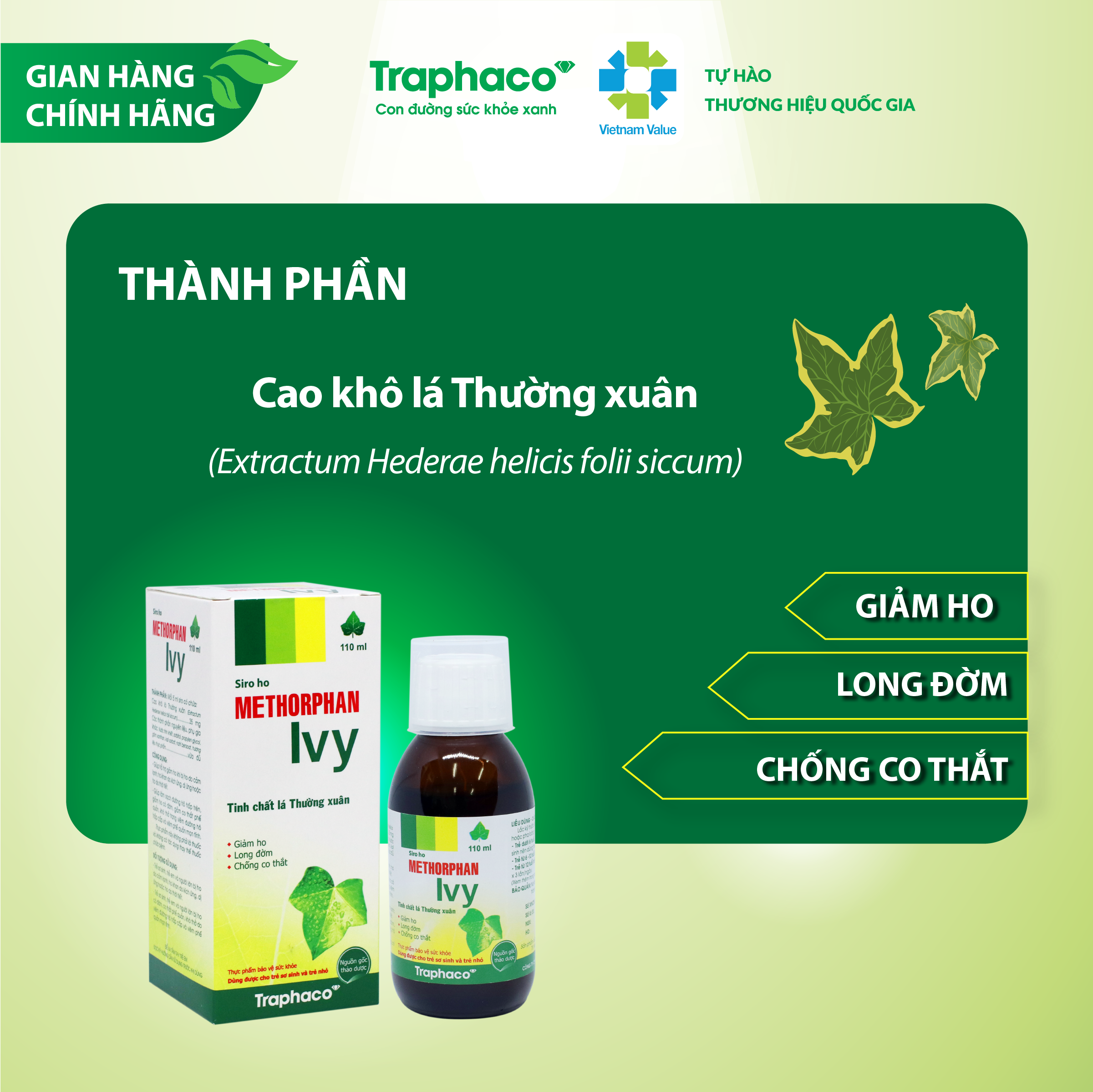 METHORPHAN IVY - GIẢM HO - LONG ĐỜM - CHỐNG CO THẮT