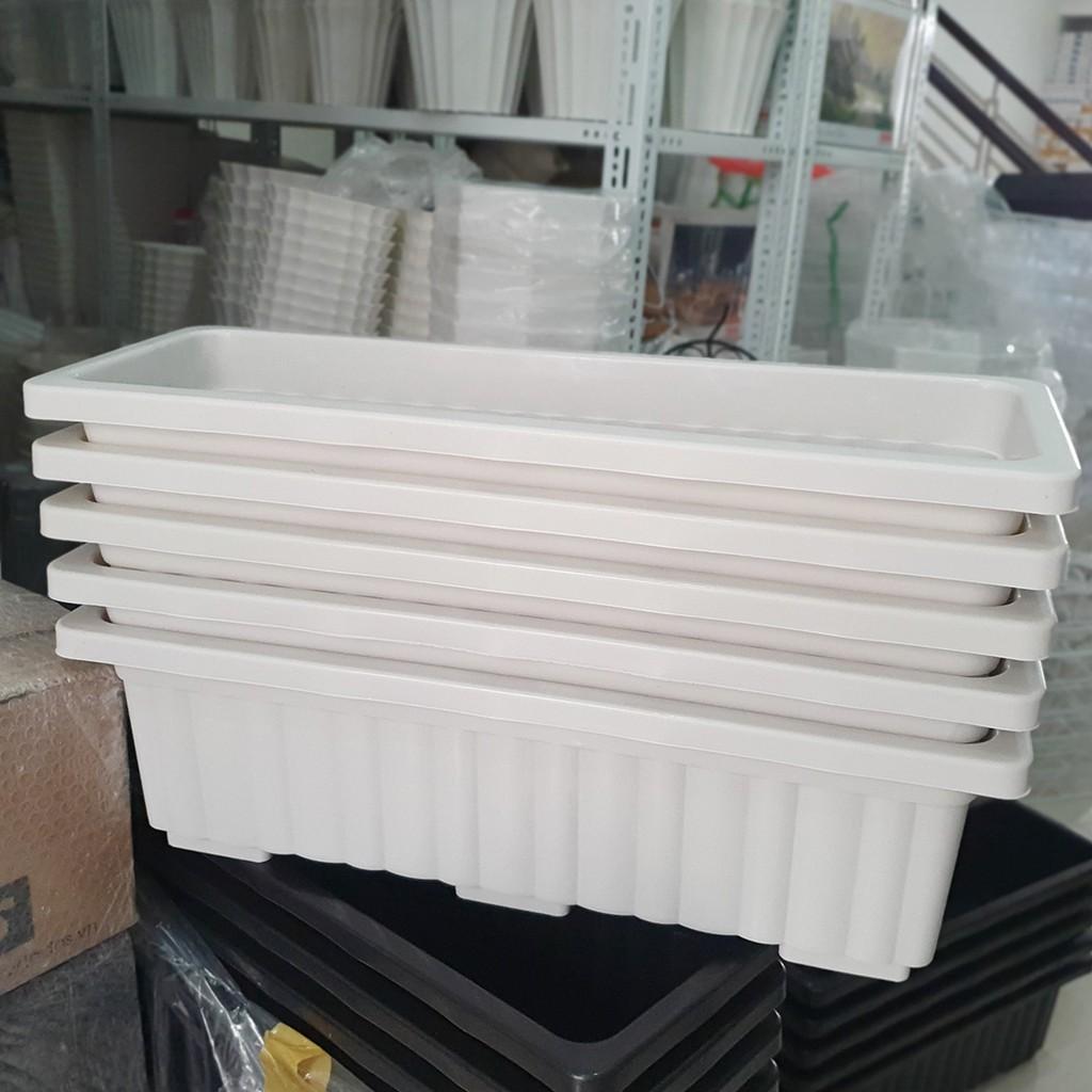 Bộ 05 chậu dài sọc nhựa dày trồng rau, hoa size 64x22x19cm-Tại HCM