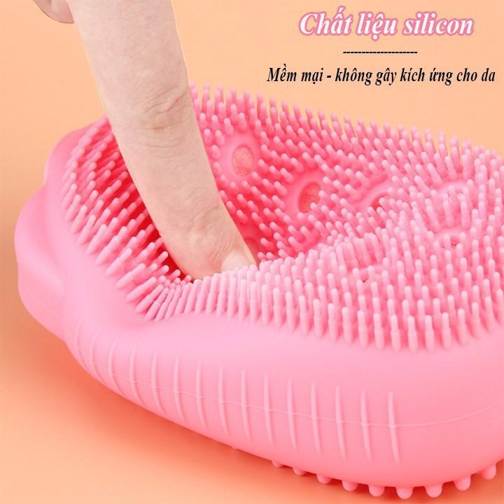 Bông tắm silicon 2 mặt tạo bọt 2 mặt tẩy da chết, tạo bọt massage body