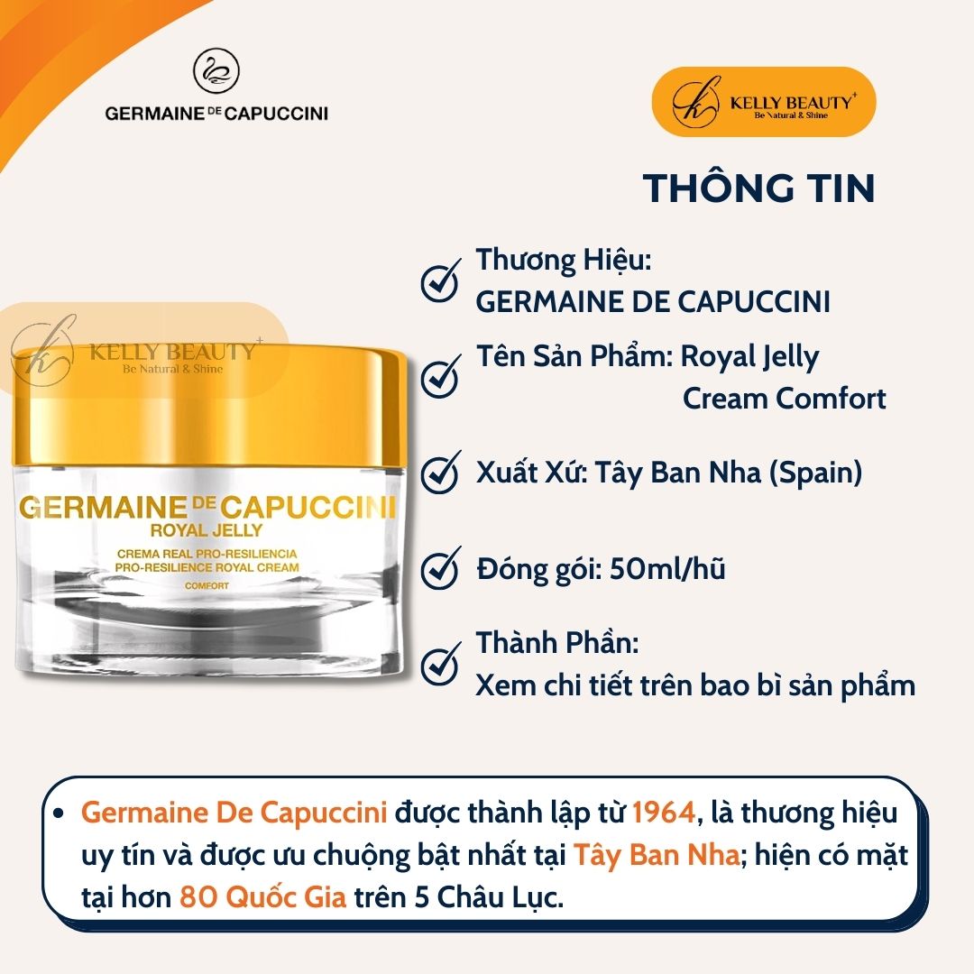 Kem Phục Hồi Da Dầu Germaine Royal Jelly Cream Comfort - Giảm Kích Ứng, Làm Dày Da, Phục Hồi Cấu Trúc Da | Kelly Beauty