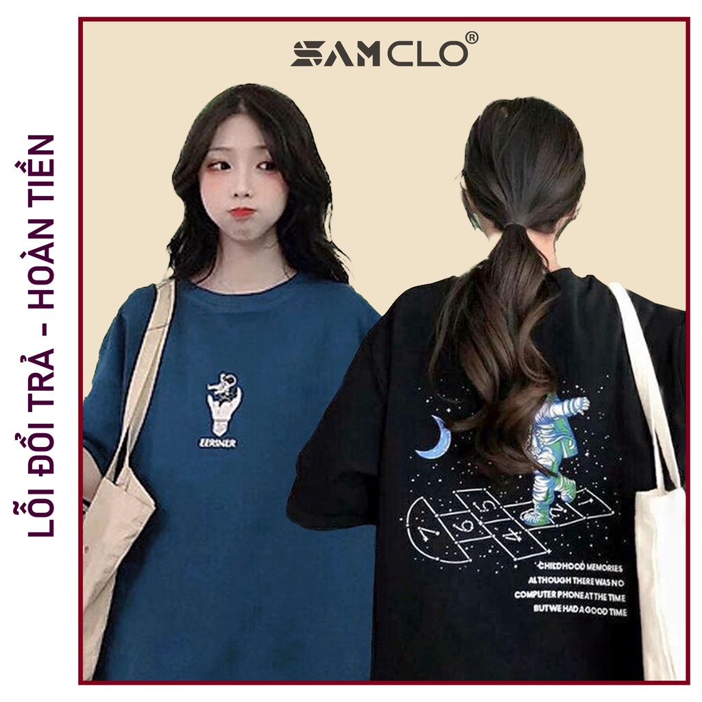 Áo thun nữ SAM CLO tay lỡ freesize phông form rộng dáng Unisex mặc cặp, nhóm, lớp in hình PHI HÀNH GIA