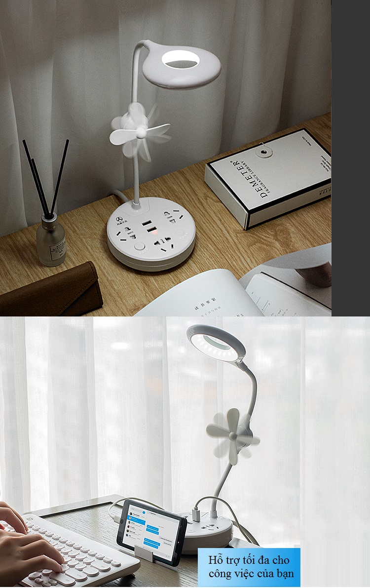Ổ cắm trống sét đa năng ĐT-20 Tích hợp 3 ổ cắm điện + 2 cổng USB; có khay để điện thoại, máy tính bảng