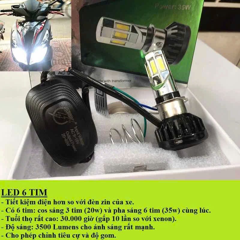 Đèn Pha LED 6 Tim Hàng Xịn Siêu Sáng RTD-M02E - Lắp Ô Tô, Xe Máy Mẫu Mới Nhất