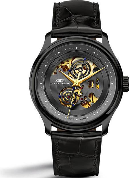 Đồng hồ nam chính hãng Lobinni L5025-1 Kính sapphire chống xước, Chống nước 50m, bảo hành 24 tháng, Máy cơ (Automatic), dây da đen xịn, máy lộ cơ
