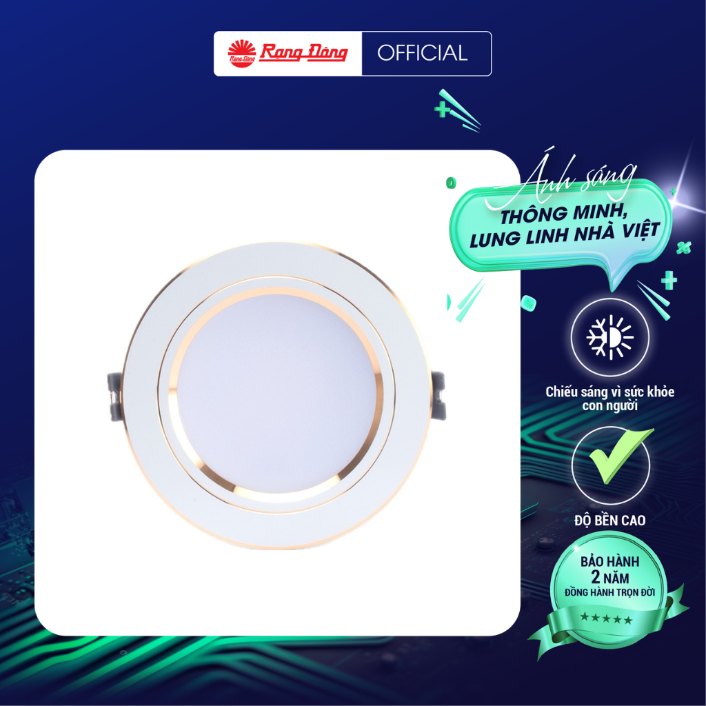 Đèn LED âm trần Downlight đổi màu Rạng Đông Model: AT10 ĐM 110/10W lỗ khoét 110mm,  đổi 3 màu ánh sáng - Hàng chính hãng