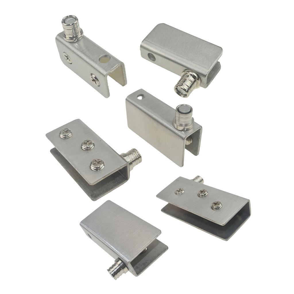 2-20pack 2PCS Stainless Steel Door Glass Pivot Clamps Cabinet Door Hinge S