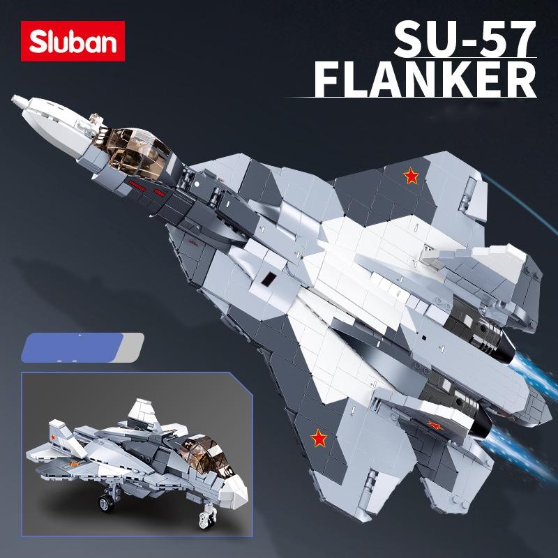 Đồ chơi Lắp ráp Máy bay tiêm kích Nga Su-57, Sluban M38-0986 Sukhoi Flanker Xếp hình thông minh