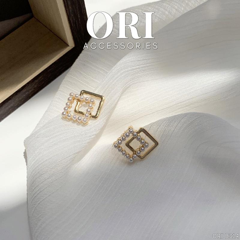 Bông tai nữ dáng nhỏ Double Square xinh xắn thời trang ORI ACCESSORIES B314