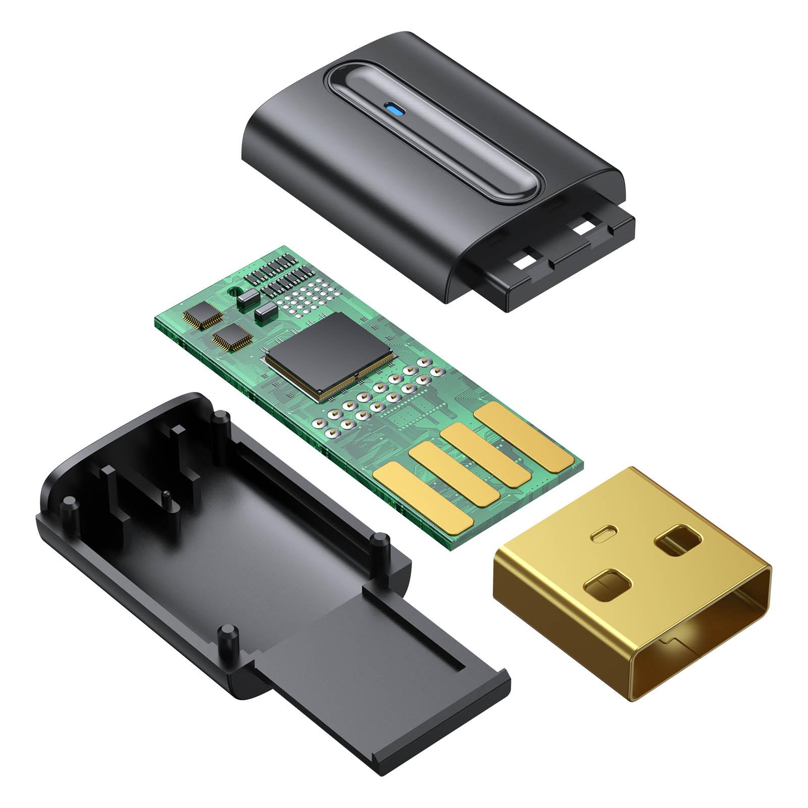 Máy phát BT Bộ phát âm thanh USB Bluetooth 5.0 với Micrô cho TV Máy tính xách tay Máy tính để bàn