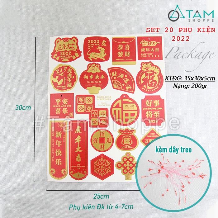 Set phụ kiện treo Tết bằng giấy đỏ ép kim nhiều kiểu T-PKTMD-70