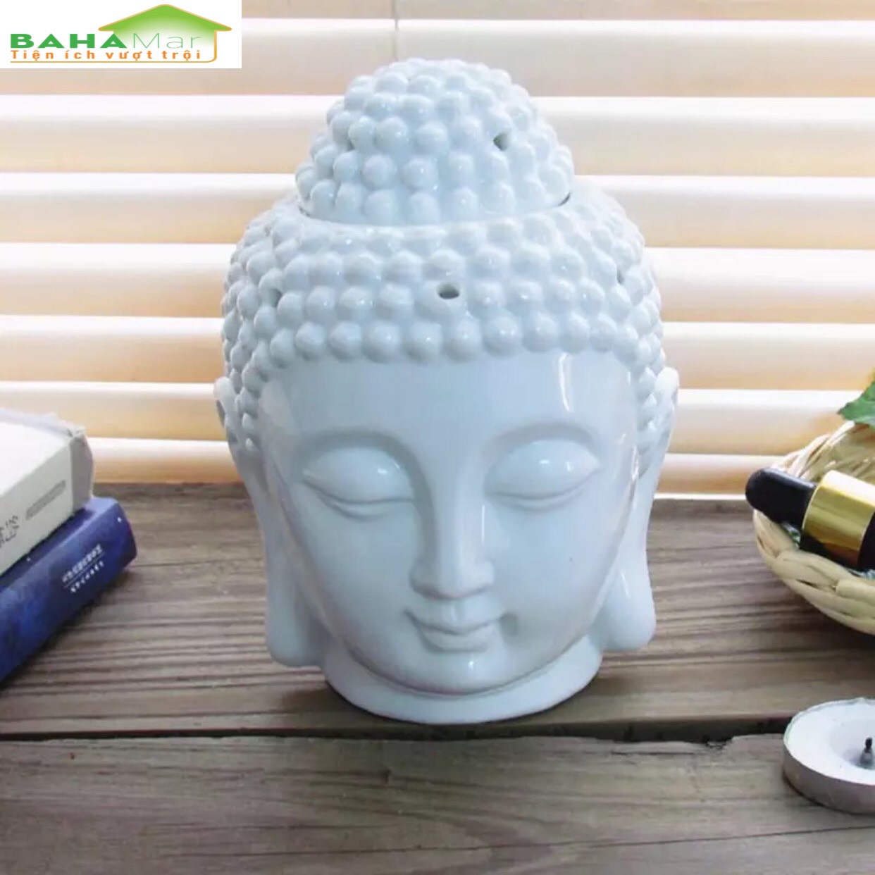 ĐẦU PHẬT ĐỐT NẾN XÔNG TINH DẦU BẰNG GỐM CAO CẤP - TRANG TRÍ NHÀ "BAHAMAR" sử dụng để trang trí nhà cửa và hương liệu. cho phép ánh sáng của nến tỏa sáng trong