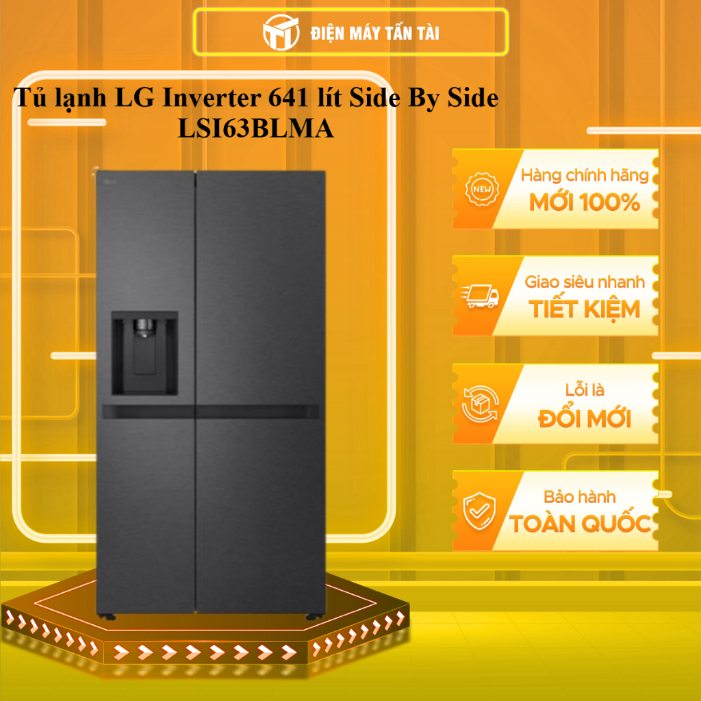 Tủ lạnh LG Inverter 641 lít Side By Side LSI63BLMA - Hàng chính hãng