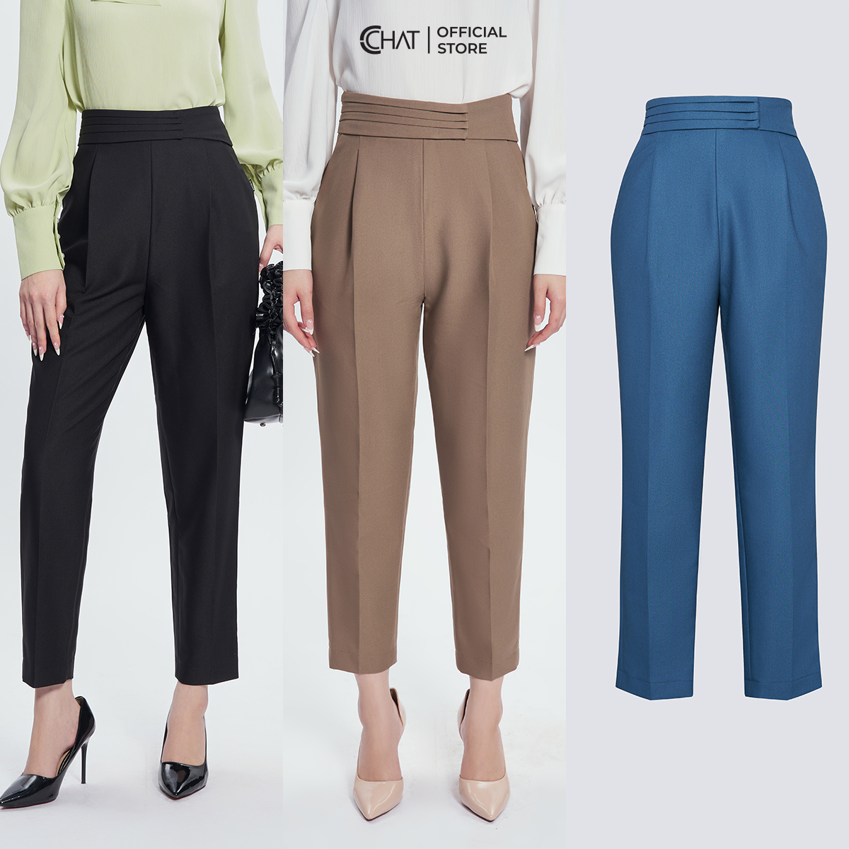 Quần Baggy Nữ Bấu Ly Cạp Trước Chất Tuytsi Cao Cấp 13QDS2006BT