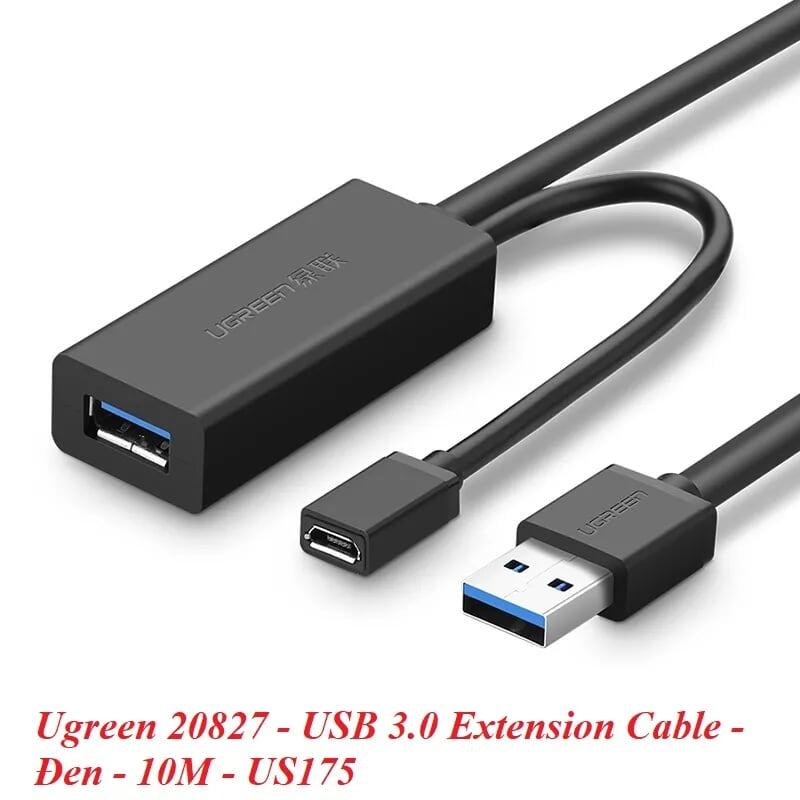 Ugreen UG20827US175TK 10M màu Đen Cáp tín hiệu nối dài USB 3.0 hỗ trợ nguồn MICRO USB - HÀNG CHÍNH HÃNG